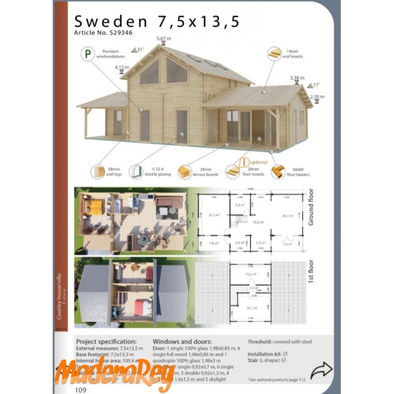 Vivienda Sweden 7,5x13,5 m